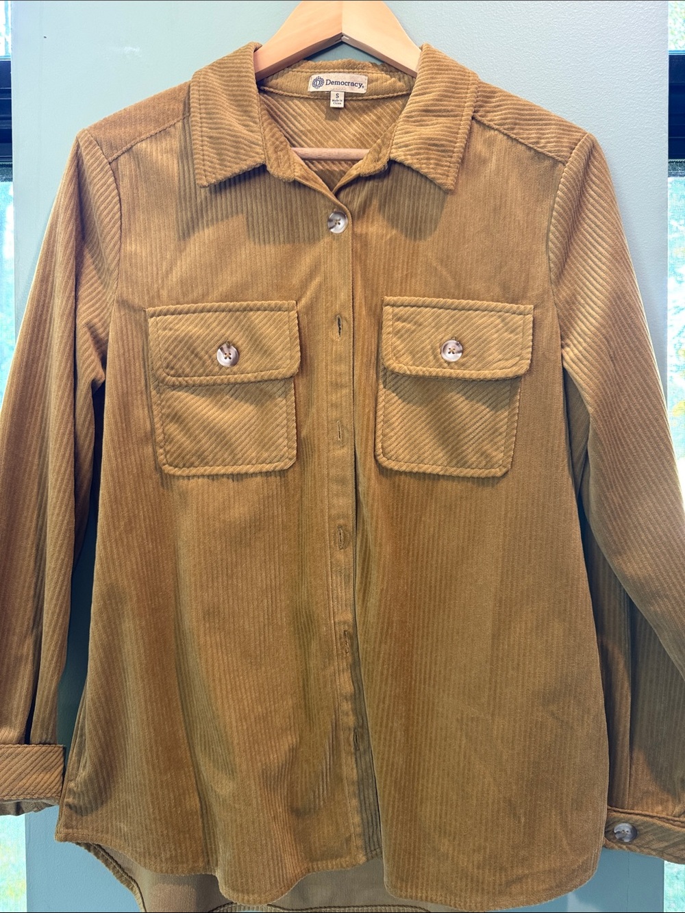 Democracy Corduroy Utility Jacket in Camel Brown